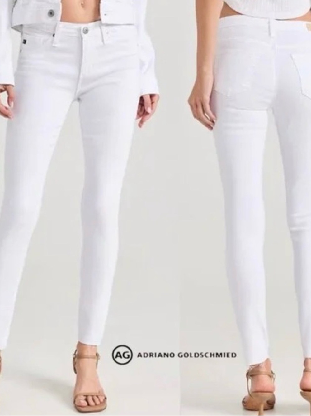 Ag Adriano Goldschmied White Abbey Mid-Rise Skinny Jeans - Sleek High-Rise Fit